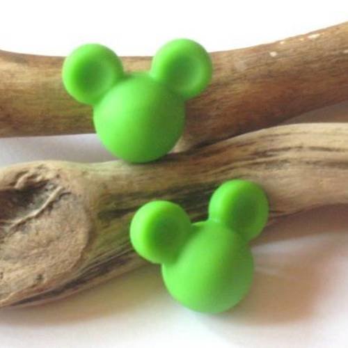 Perle en silicone tête de souris alimentaire vert pomme 