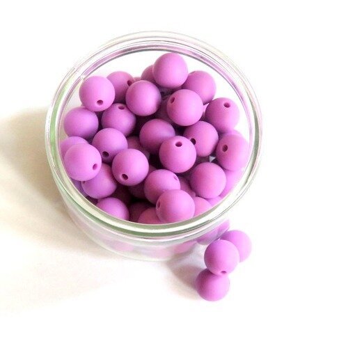 10 perles en silicone alimentaire violet 12 mm n°15