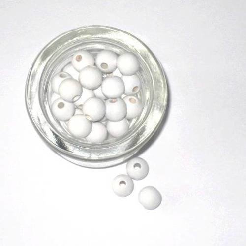 50 perles en bois blanche pour attache tétine 10 mm n°1