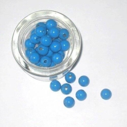 50 perles en bois bleu azur pour attache tétine 10 mm n°8