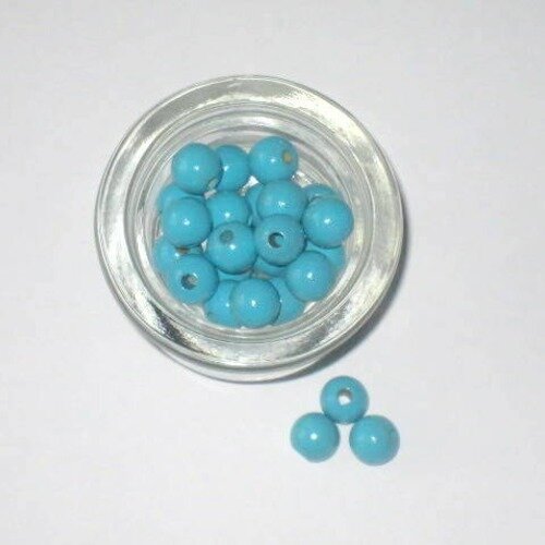 50 perles en bois turquoise pour attache tétine 10 mm n°4