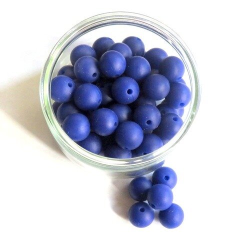 10 perles en silicone alimentaire  création attache tétine bleu outremer 12 mm
