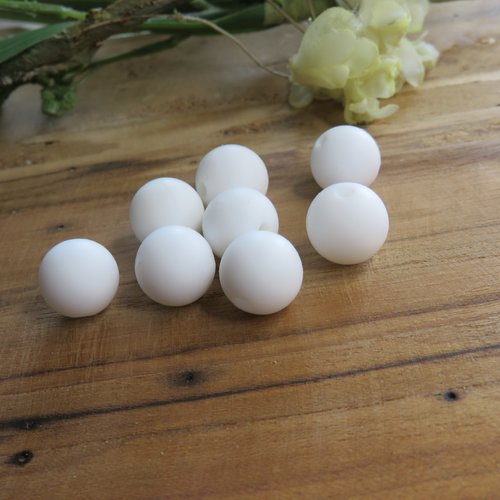 10 perles en silicone alimentaire blanche 12 mm
