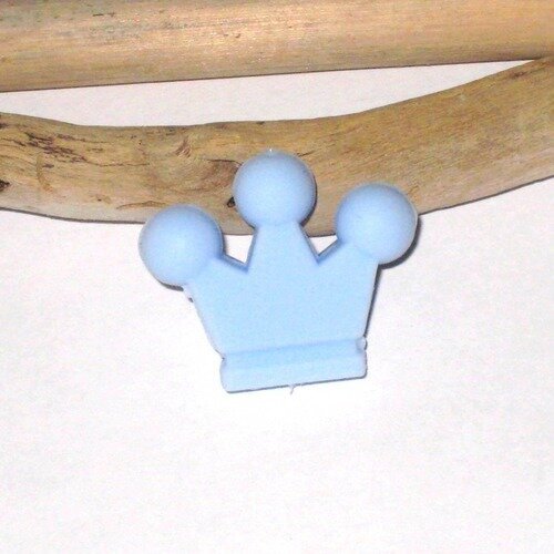 Perle silicone couronne bleu ciel 