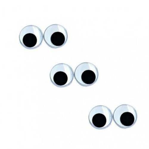 60 yeux mobiles en plastique, noir/blanc 10 mm 