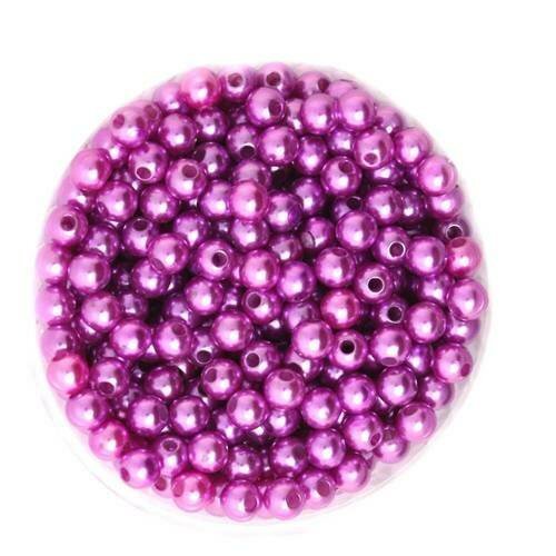 20 perles acrylique violette effet nacré 8 mm
