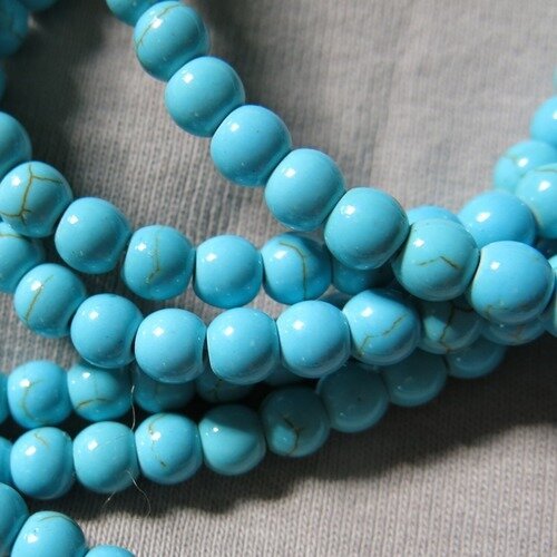 10 perles howlite turquoise ronde 6 mm 