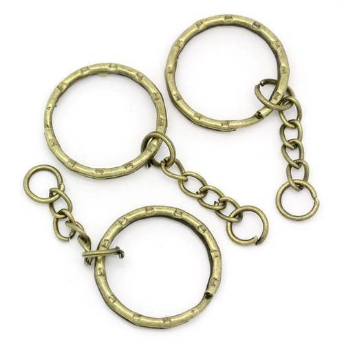 10 anneaux porte clés métal bronze