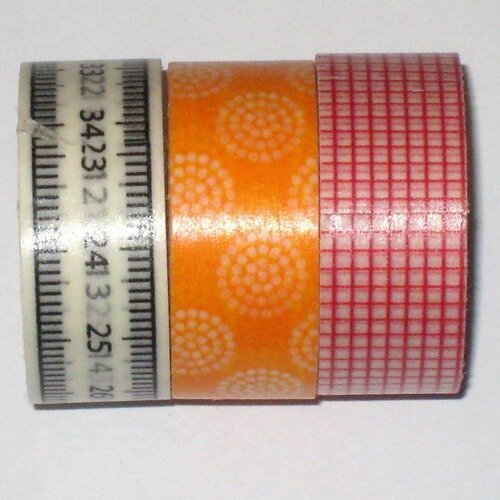3 m x 3  masking tape adhésif décoratif orange noir rouge