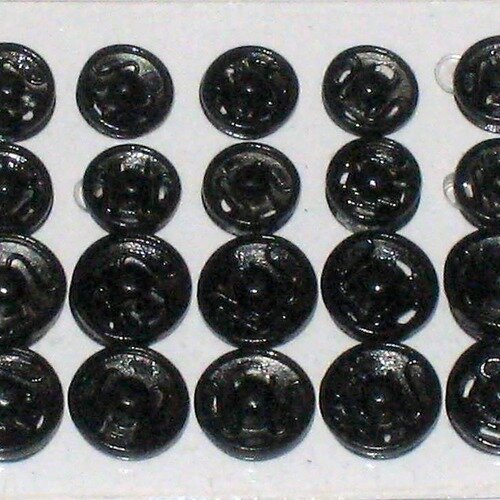 20 boutons pressions noir métal