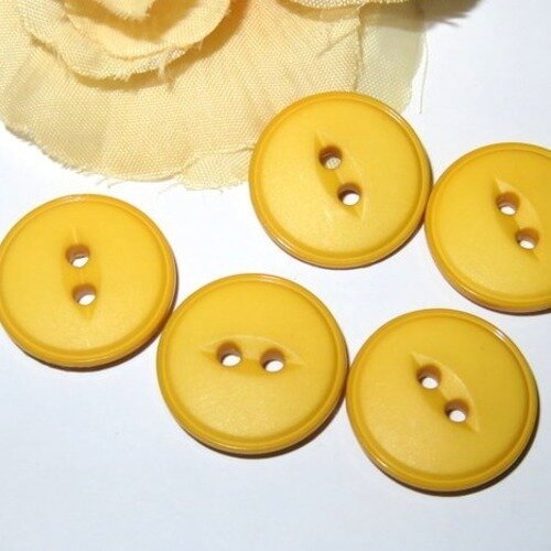 5 boutons jaunes acrylique 19 mm