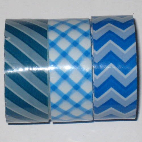 3 m x 3 masking tape adhésif décoratif rayures bleues 