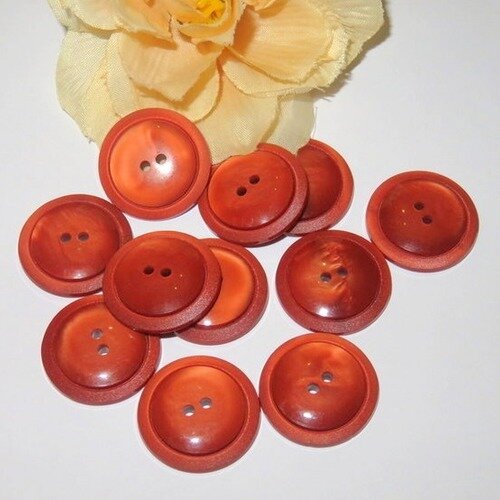 11 boutons ronds fantaisie 23 mm