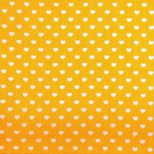Tissu coton jaune imprimé cœurs 150 x 50 cm 