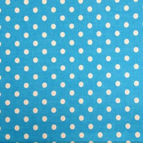 Tissu coton bleu à pois 150 x 50 cm
