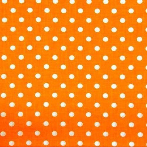 Tissu coton orange à pois 120 x 50 cm