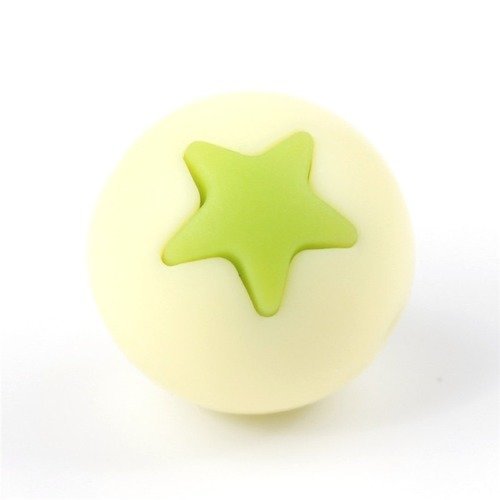 Perle ronde étoile en silicone jaune/verte 15 mm