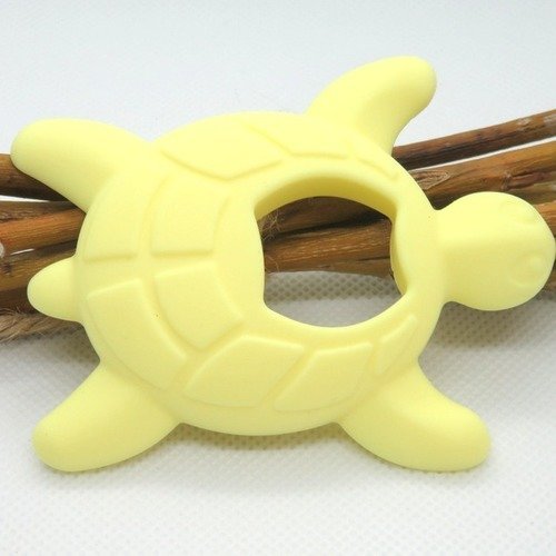 Anneau de dentition tortue en silicone jaune pâle