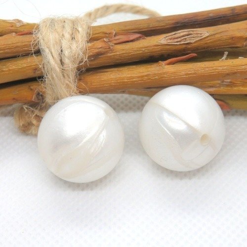 Perle en silicone blanc nacré 19 mm création hochet, attache tétine...