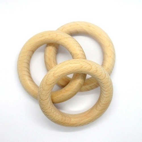 Lot de 2 ANNEAUX EN BOIS 47 mm IDEAL BOUCLES D/'OREILLES