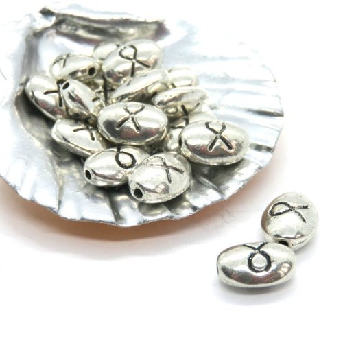 18 perles ruban ovales en métal 10 x 8 mm