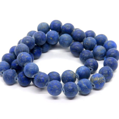 10 perles de pierre bleu lapis-lazuli givrées 8 mm
