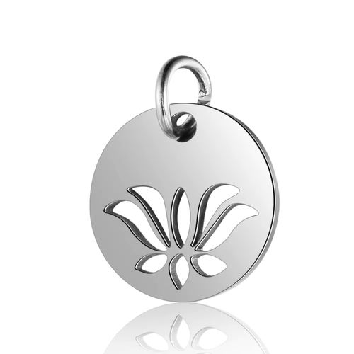 Breloque fleur de lotus en acier inoxydable 12 mm