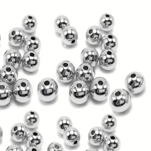 10 perles rondes acier inoxydable 6 mm