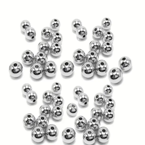5 perles rondes acier inoxydable 8 mm