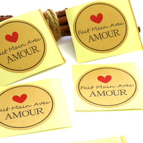12 étiquettes autocollantes fait main avec amour