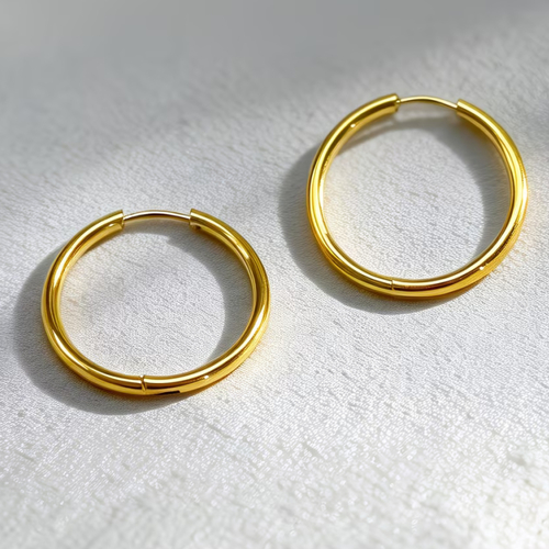 Boucles d'oreilles créoles acier inoxydable 316l anneaux 20 mm dorées