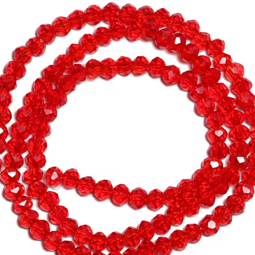 10 perles cristal à facettes rouge 6 mm