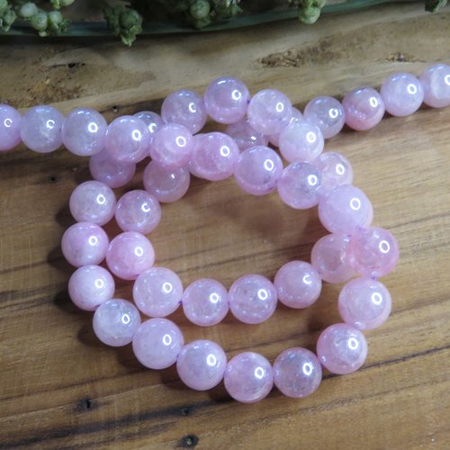 10 perles en verre rose irisées 8 mm