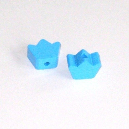 Perle bois couronne bleu azur 21 mm x 18 mm norme ce