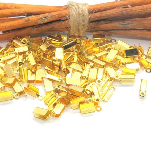 50 embouts métal doré fermoir à serrer  pour cordon doré 11 mm