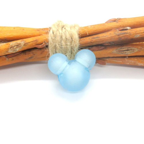 Perle  acrylique tête de souris mickey/bleue