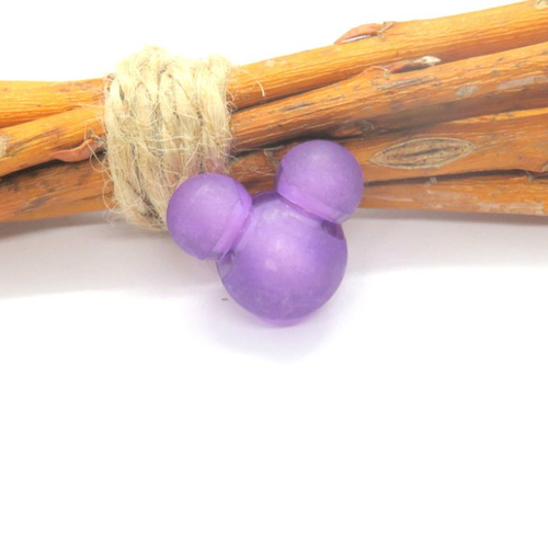 Perle acrylique tête de souris  mickey/violette