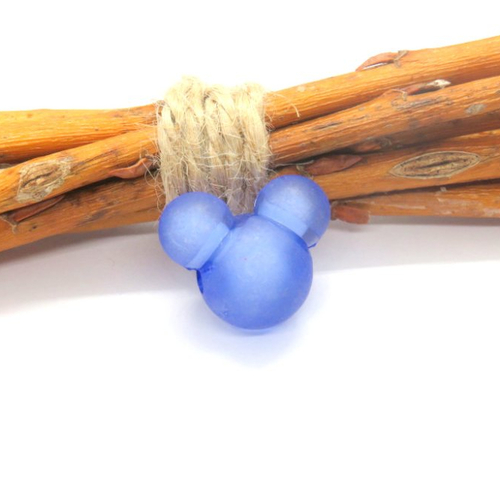 Perle acrylique tête de souris  mickey/bleue