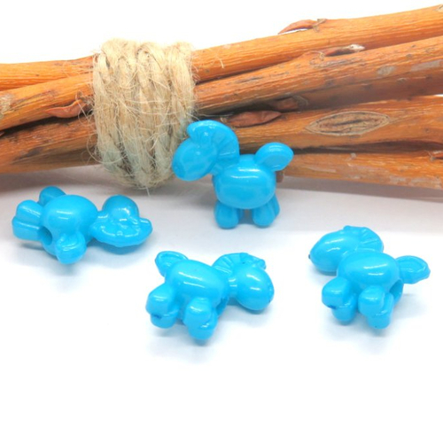 7 perles  acrylique poney bleu