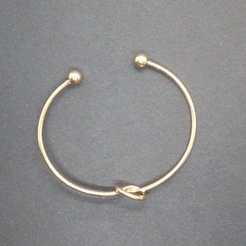 Bracelet manchette jonc ajustable nœud en métal doré
