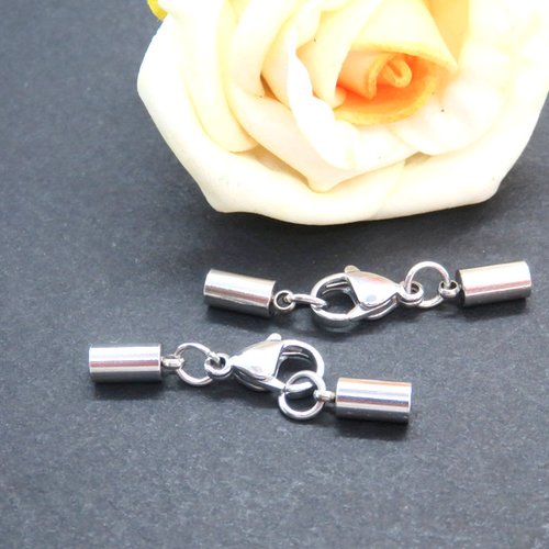 2 fermoirs pour cordon acier inoxydable 35 mm