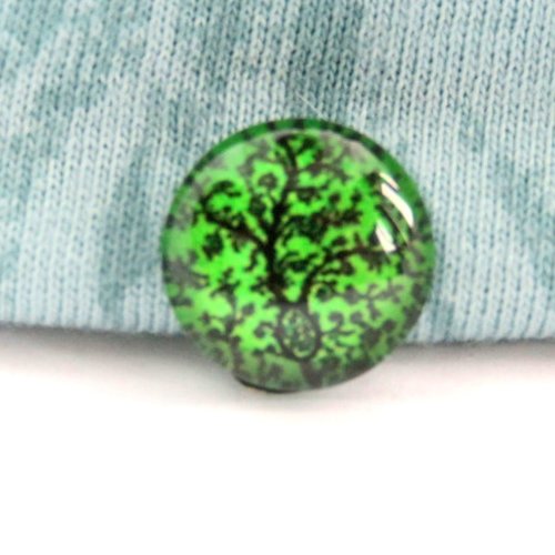 Cabochon en verre  arbre de vie vert 12 mm