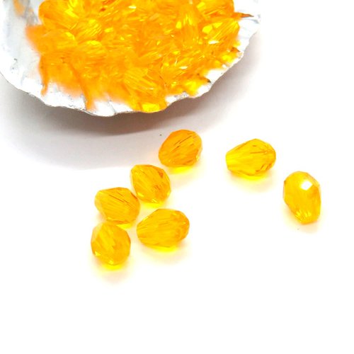 20 perles cristal ovale toupie a facettes orange 6 x 8 mm
