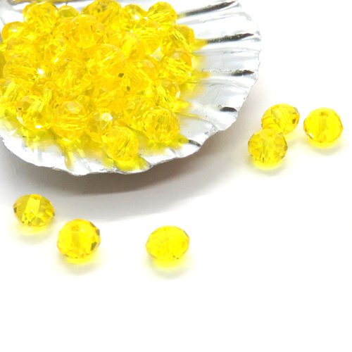 20 perles cristal ronde a facettes jaune 6 mm