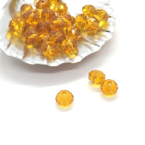 20 perles cristal  a facettes ambre 6 mm