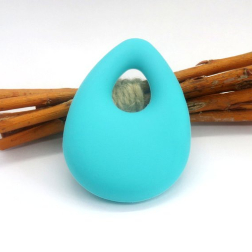 Perle/anneau de dentition goutte en silicone alimentaire turquoise