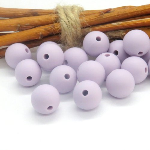 10 perles en silicone alimentaire violet/lilas 12 mm