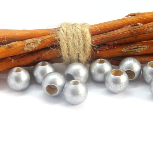 5 perles de sécurité attache tétine bois argenté norme ce