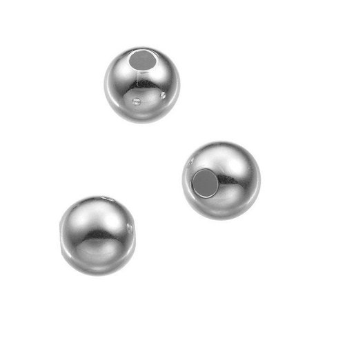 2 perles lisses 8 mm argent 925