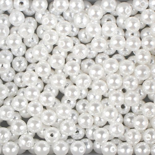 20 perles acrylique blanche effet nacré 6 mm